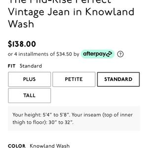 The Mid-Rise Perfect Vintage Jean in Knowland Wash